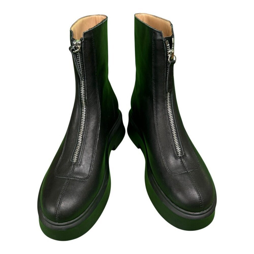 Steve Madden Jones Leather Zip-Front Black  Combat Boots Size 8.5 | Platform NWT